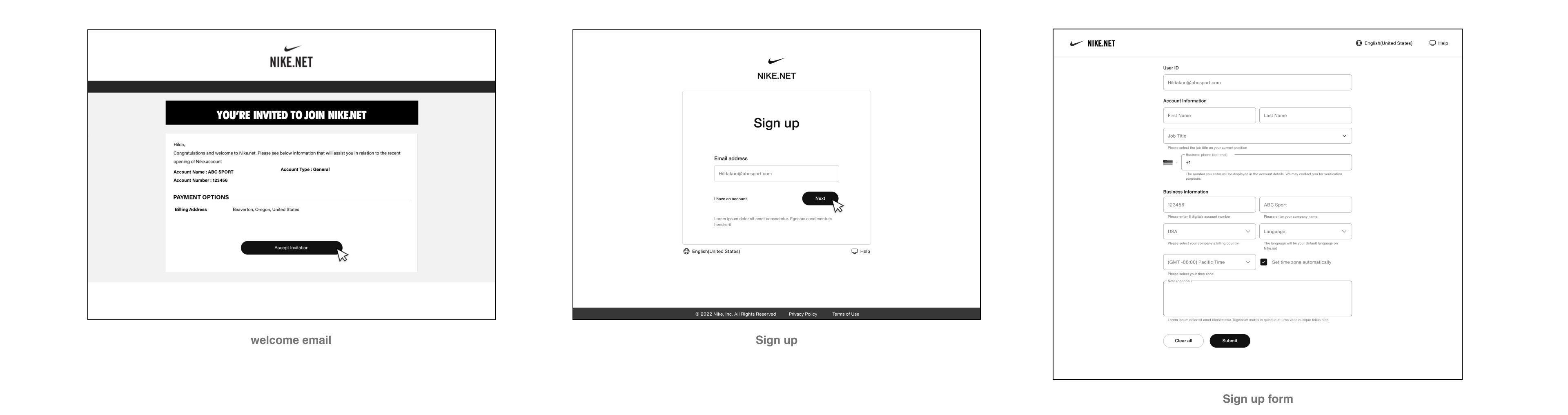 Wireframe-welcome sign up entry and form